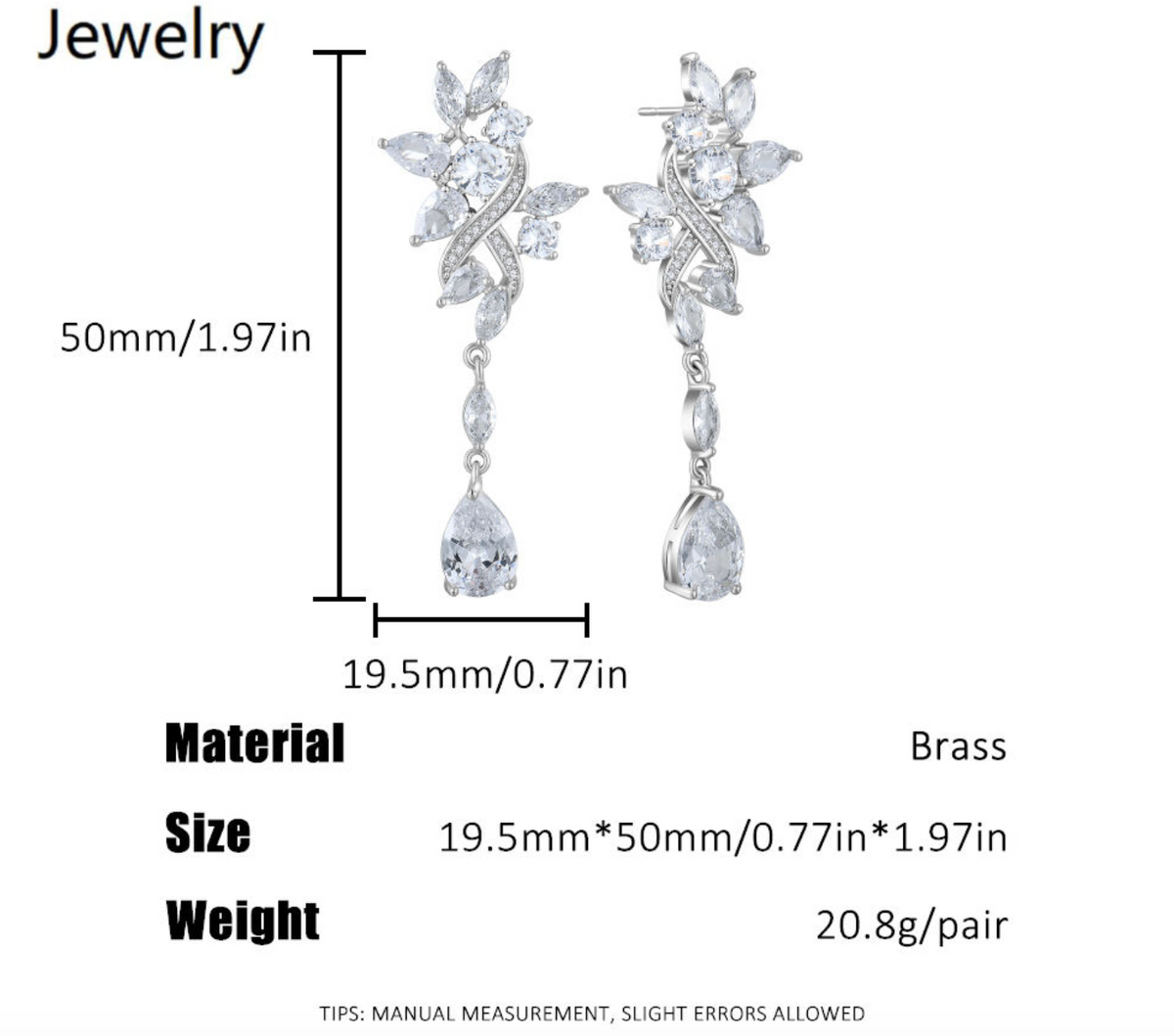 Women’s Leaf Cluster Zircon Teardrop Dangle Earrings