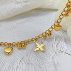 18K Gold-Plated Stainless Steel Butterfly Heart Beaded Anklet