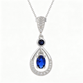 Blue Zircon Teardrop Pendant Necklace