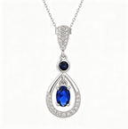 Blue Zircon Teardrop Pendant Necklace