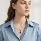 Blue Zircon Teardrop Pendant Necklace