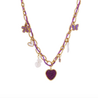 Elegant Purple Rope Heart Necklace