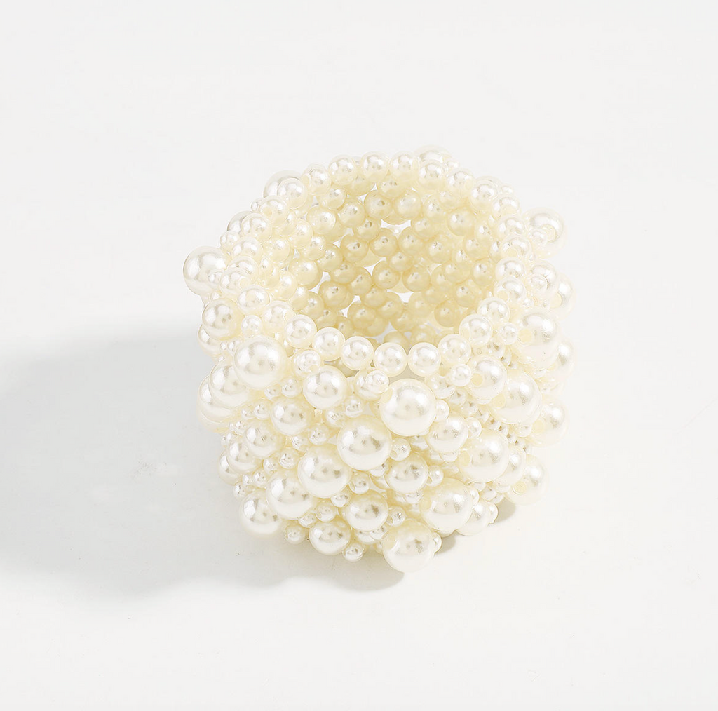 Vintage White Pearl Multi-Layer Bracelet