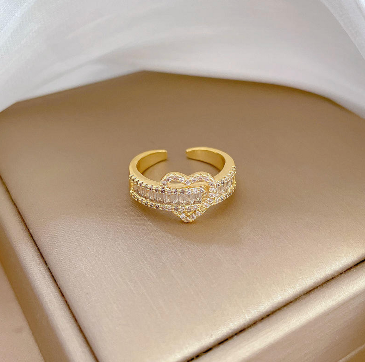Fashion Gold-Tone Chain Hollow-Out Ring