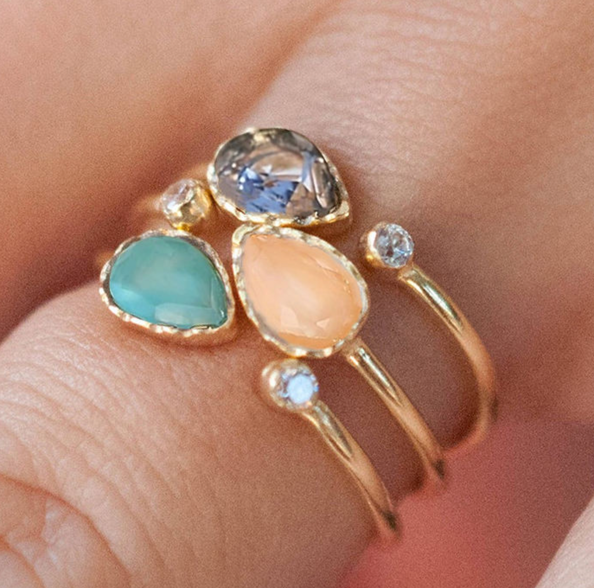 Colorful Gemstone Zirconia Ring for Women