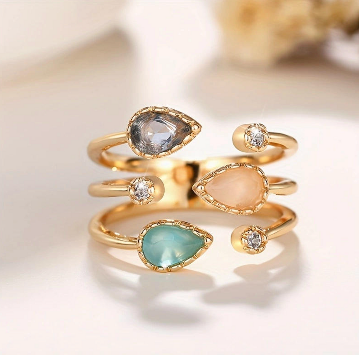 Colorful Gemstone Zirconia Ring for Women