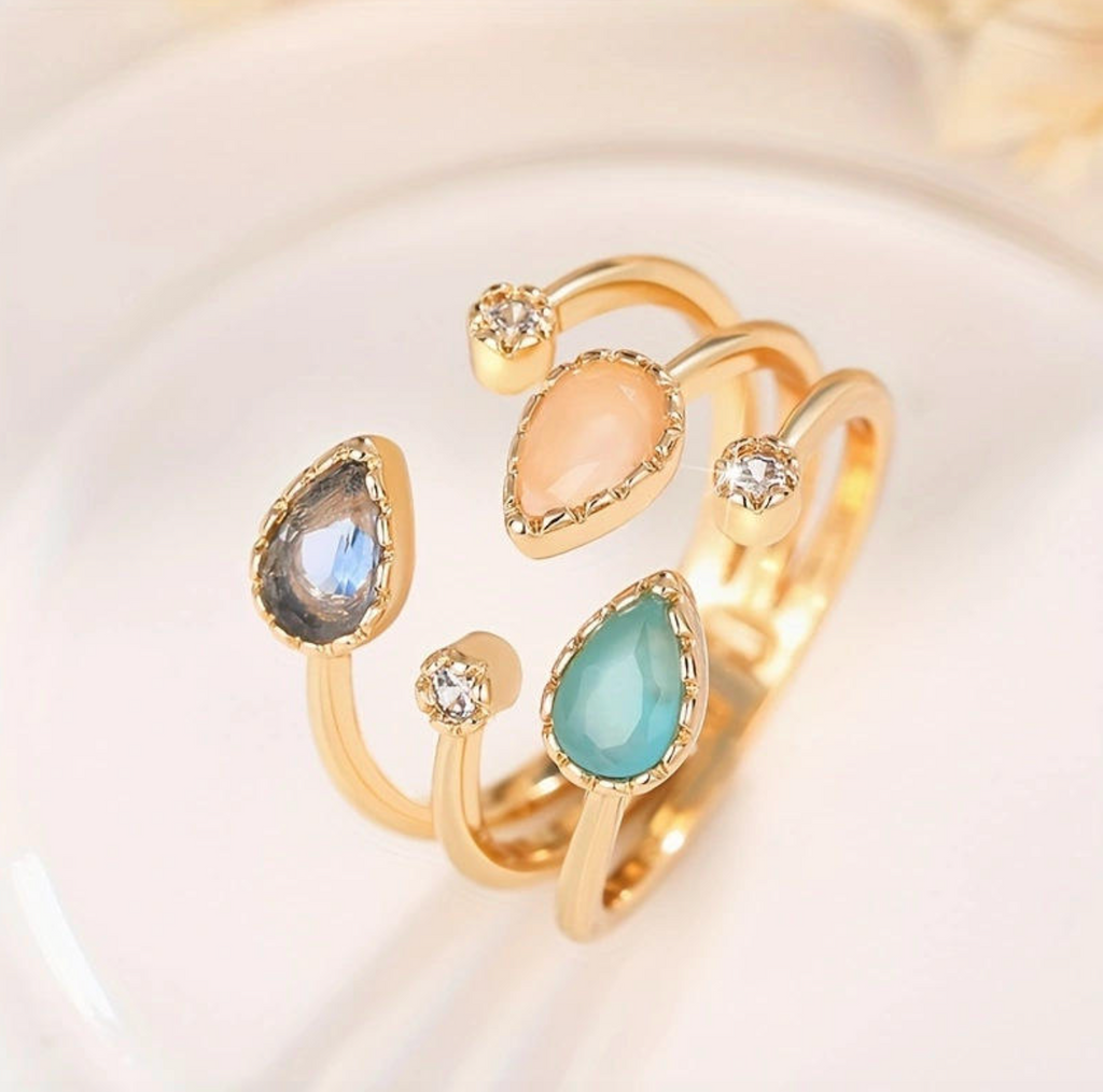 Colorful Gemstone Zirconia Ring for Women