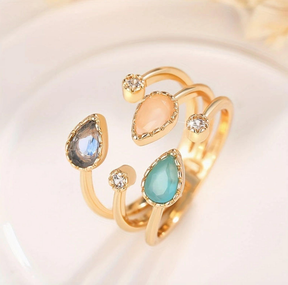 Colorful Gemstone Zirconia Ring for Women