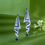Glamorous Blue Cubic Zirconia Long Dangle Drop Earrings