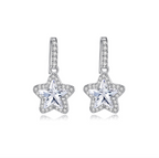 Star Pave Zircon Halo Dangle Earrings