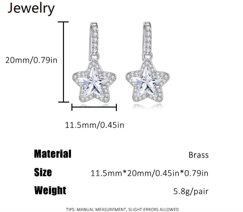 Star Pave Zircon Halo Dangle Earrings