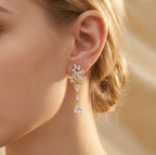 Women’s Leaf Cluster Zircon Teardrop Dangle Earrings