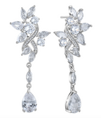 Women’s Leaf Cluster Zircon Teardrop Dangle Earrings